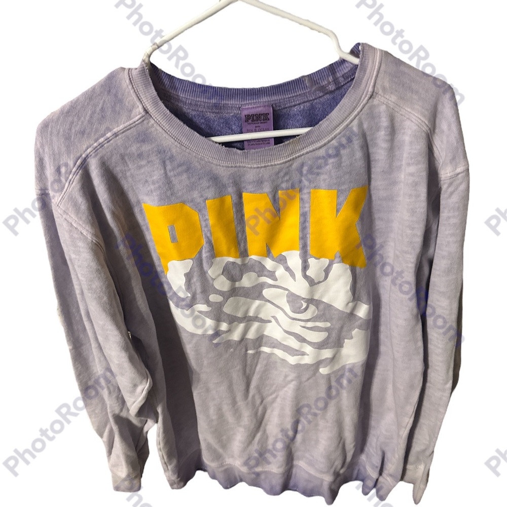 Pink purple and gold tie dye eye of the tiger lsu sweatshirt so cute size small